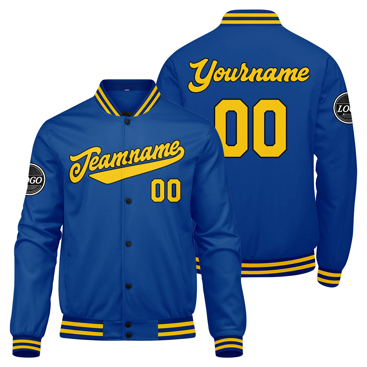 Custom Varsity Jacket Letterman jacket for Men, Women and Youth Royal Yellow enthsush