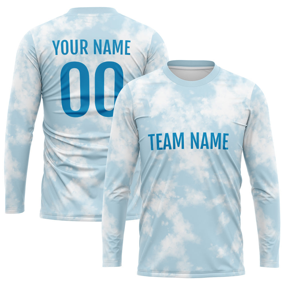Custom Basketball Soccer Football Shooting Long T-Shirt for Adults and Kids Light Blue enthsush