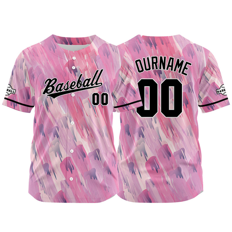 Custom Full Print Design Authentic Baseball Jersey pink