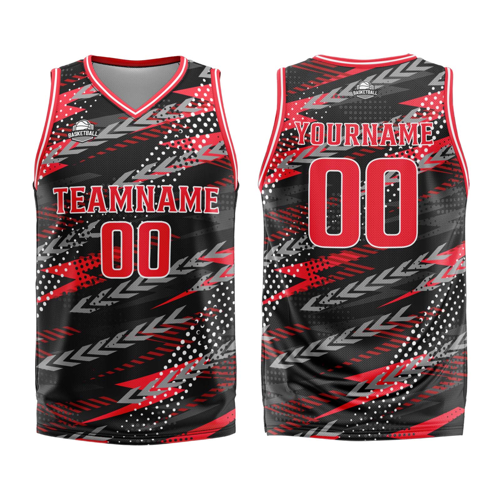 Custom Black Red Basketball Jersey Uniform Suit Printed Your Logo Name Number enthsush