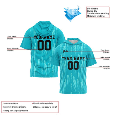 Custom Teal Sleeve Hoodies for Men Women Shirts with Hoods Printed Name Logo enthsush