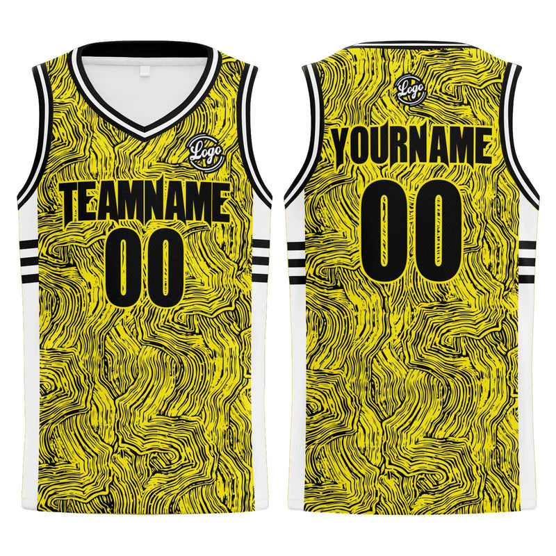 Custom Black Yellow Basketball Jersey Uniform Suit Printed Your Logo Name Number