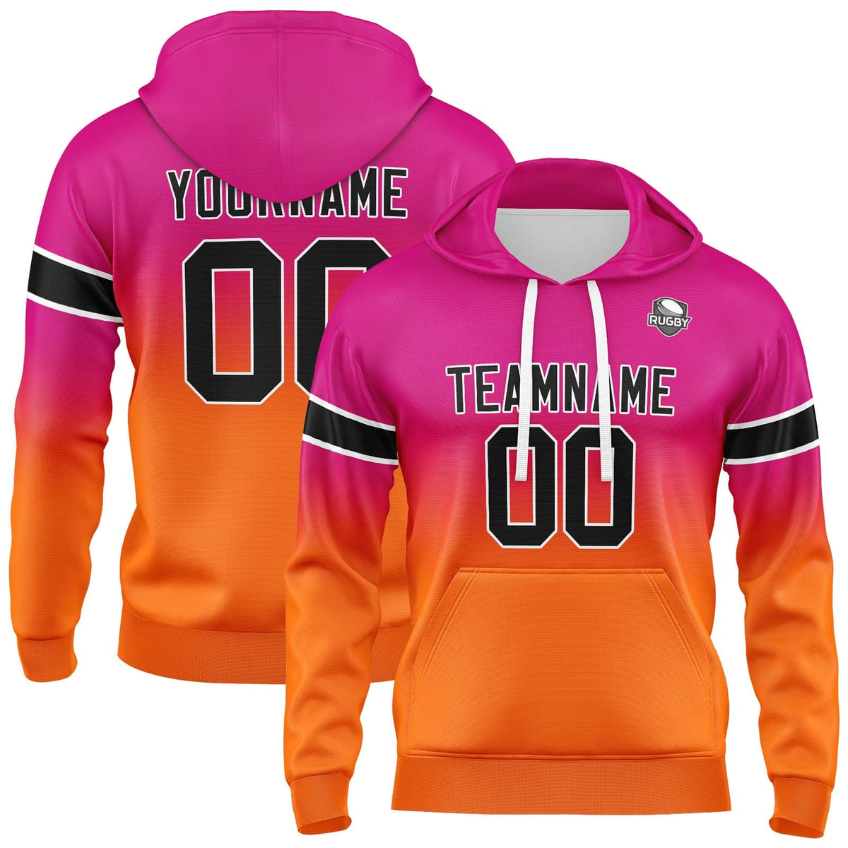 Custom Gradient Hoodie For Man Woman Girl Boy Print Your Logo Name Number Rose&Orange enthsush