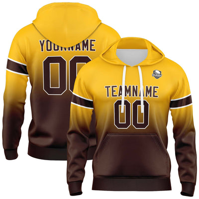 Custom Gradient Hoodie For Man Woman Girl Boy Print Your Logo Name Number Yellow&Brown enthsush