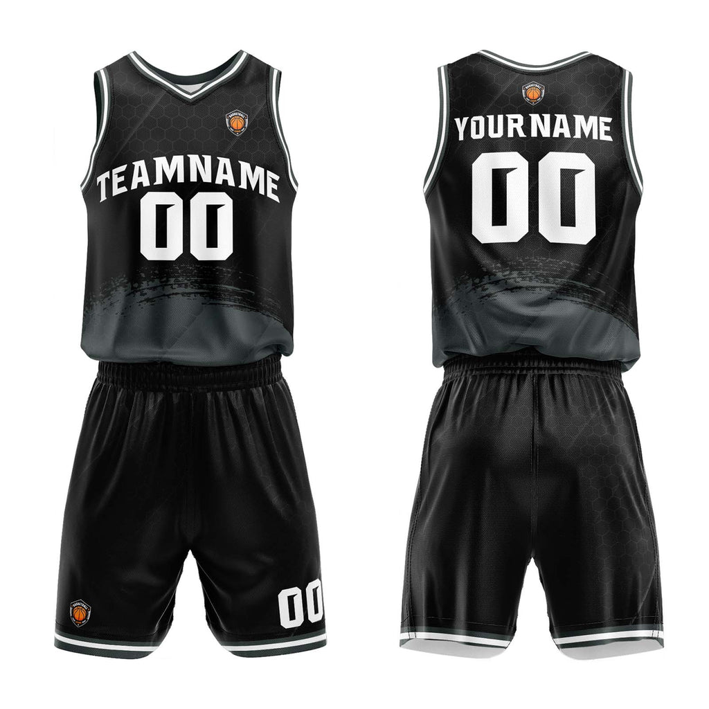 Custom Black Grey Basketball Jersey Uniform Suit Printed Your Logo Name Number enthsush