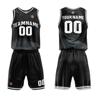 Custom Black Grey Basketball Jersey Uniform Suit Printed Your Logo Name Number enthsush
