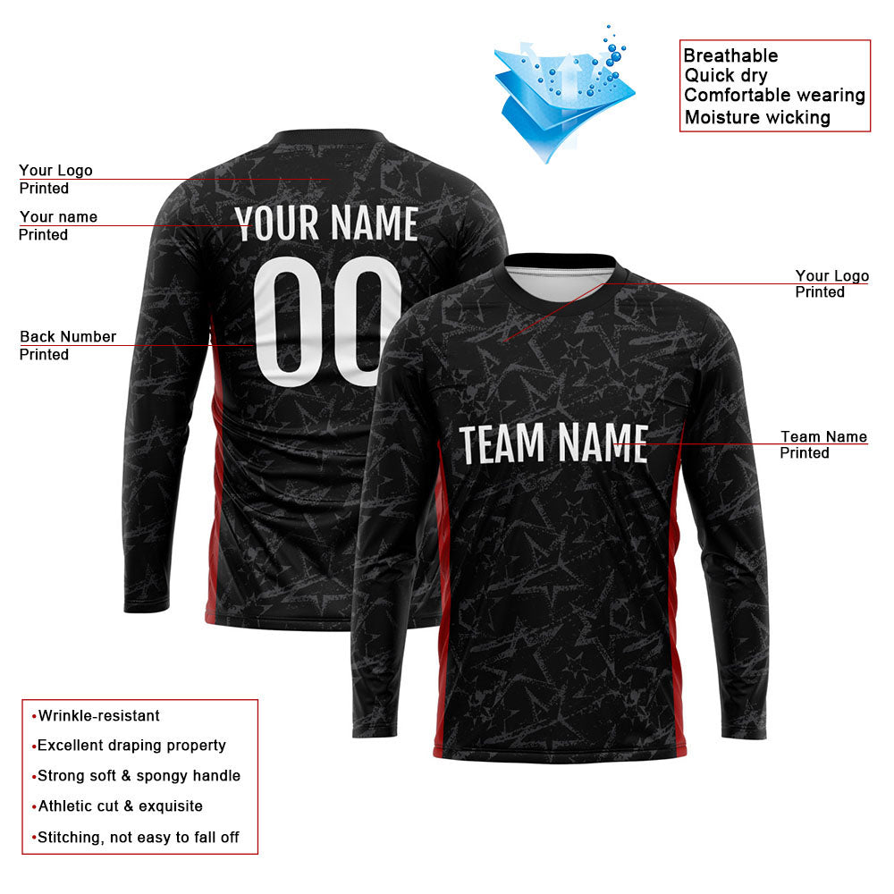 Custom Basketball Soccer Football Shooting Long T-Shirt for Adults and Kids Star-Black enthsush