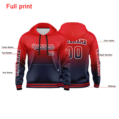 Custom Navy Red Sweatshirt Hoodie For Men Women Girl Boy Print Your Logo Name Number enthsush