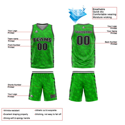 Custom Green Black Basketball Jersey Uniform Suit Printed Your Logo Name Number enthsush