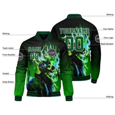 Custom Varsity Jacket Letterman jacket for Men, Women and Youth Black Green enthsush