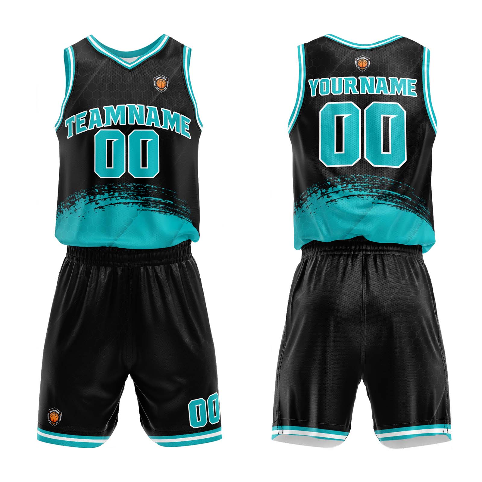 Custom Black Teal Basketball Jersey Uniform Suit Printed Your Logo Name Number enthsush