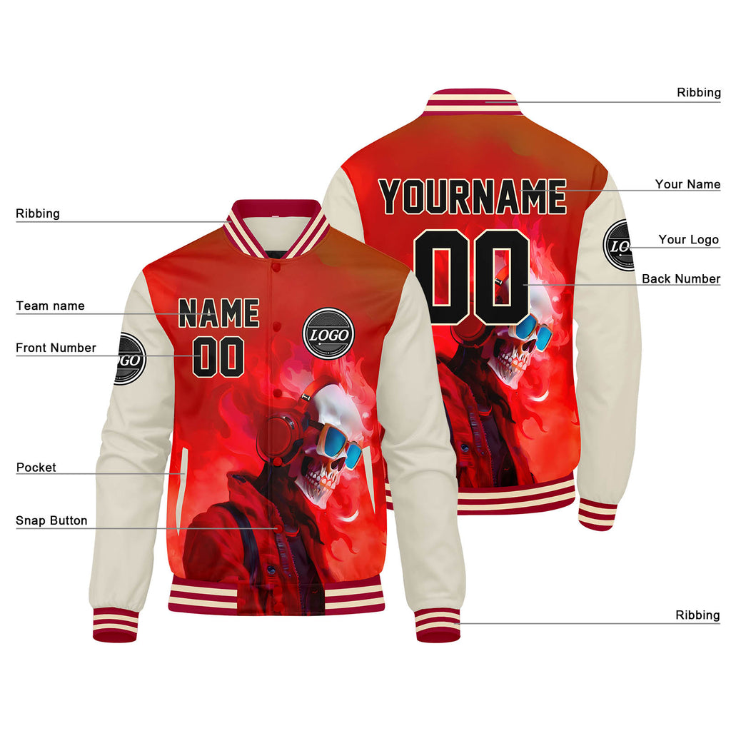 Custom Varsity Jacket Letterman jacket for Men, Women and Youth Red Cream enthsush