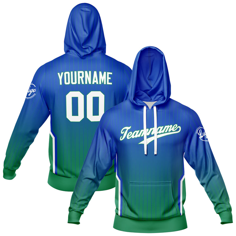 Custom Blue Green Sweatshirt Hoodie For Men Women Girl Boy Print Your Logo Name Number