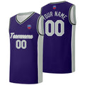 Custom basketball jersey shorts for men and women. Embroidered and printed name, number and logo Purple enthsush
