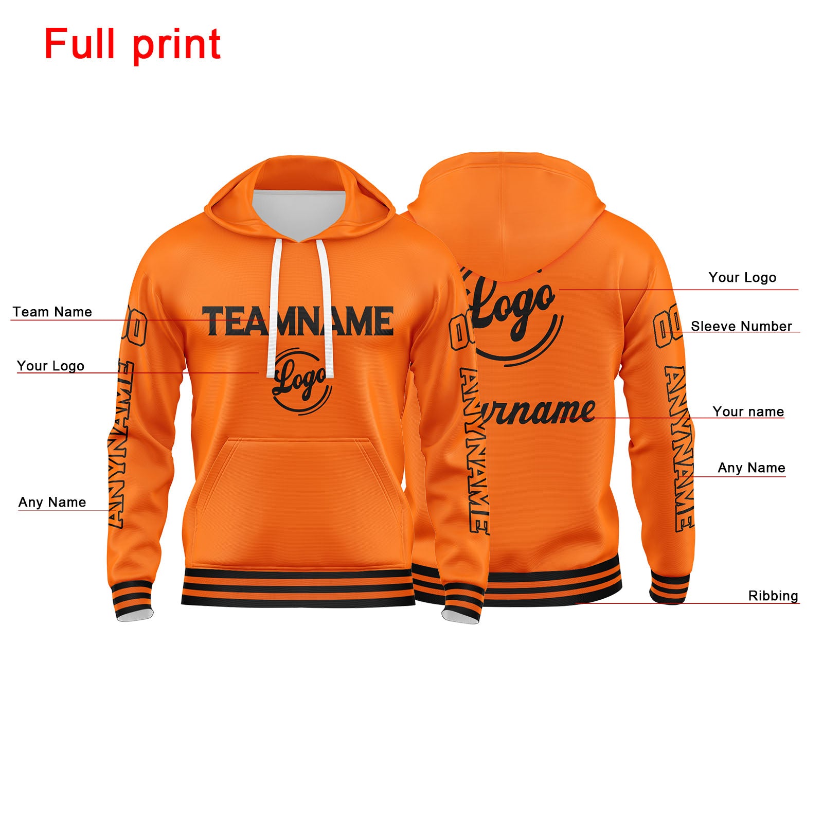 Custom Orange Sweatshirt Hoodie For Men Women Girl Boy Print Your Logo Name Number enthsush