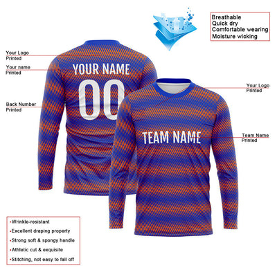 Custom Basketball Soccer Football Shooting Long T-Shirt for Adults and Kids Blue-Orange enthsush