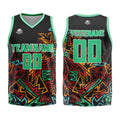 Custom Damaged geometry Green Basketball Jersey Uniform Suit Printed Your Logo Name Number enthsush