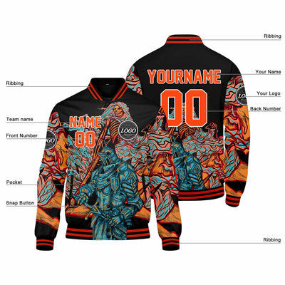 Custom Varsity Jacket Letterman jacket for Men, Women and Youth Orange enthsush