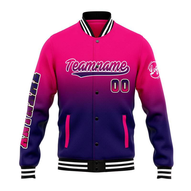 Custom Gradient Varsity Jacket Letterman jacket for Men, Women and Youth Rose&Dark Purple
