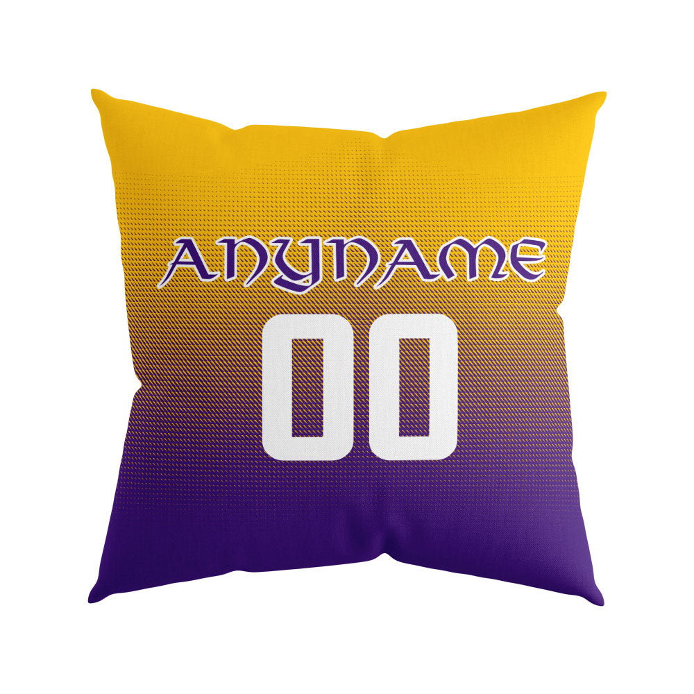 Custom Football Throw Pillow for Men Women Boy Gift Printed Your Personalized Name Number Yellow&Purple&White enthsush