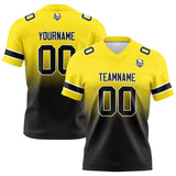 Custom Yellow&Black Gradient Football Jersey Personalized Football Shirts for Men Women  Printed Team Name Number Logo