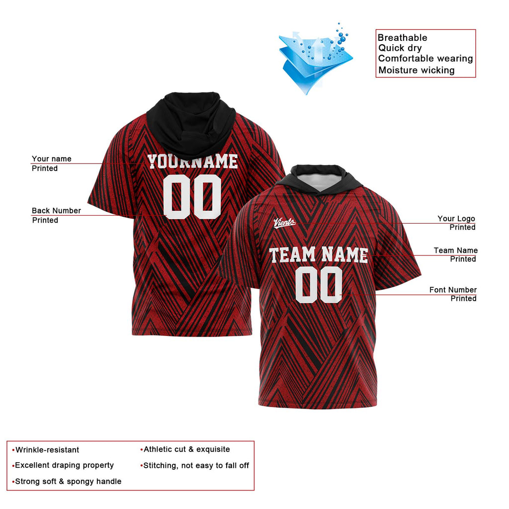 Custom Black Red Sleeve Hoodies for Men Women Shirts with Hoods Printed Name Logo enthsush