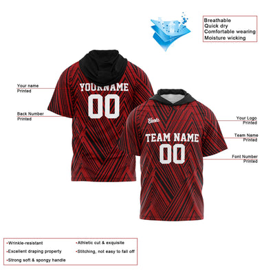 Custom Black Red Sleeve Hoodies for Men Women Shirts with Hoods Printed Name Logo enthsush