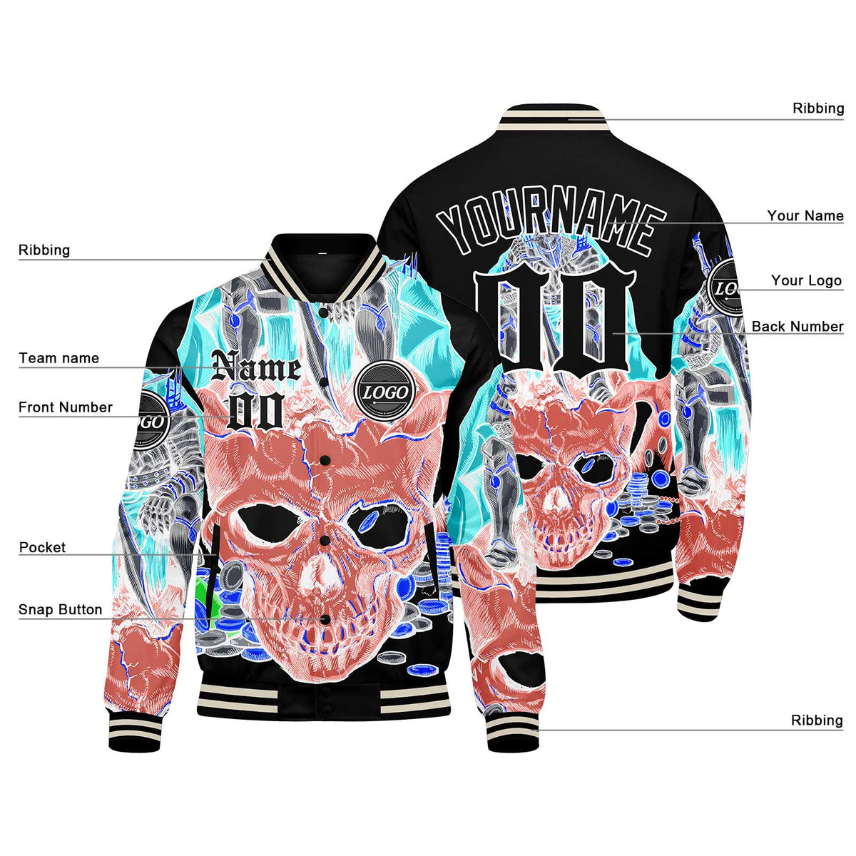 Custom Varsity Jacket Letterman jacket for Men, Women and Youth Pink enthsush
