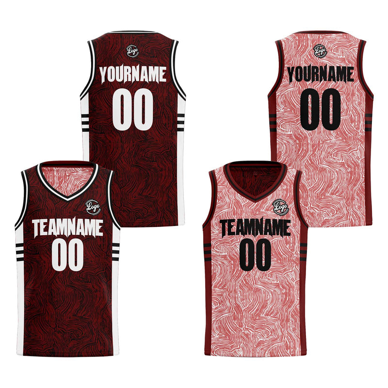 Custom Black Red Reversible Basketball Suit for Adults and Kids Personalized Jersey