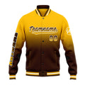 Custom Gradient Varsity Jacket Letterman jacket for Men, Women and Youth Yellow&Brown enthsush