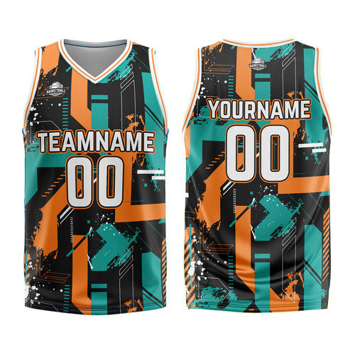 Custom Aqua Orange Basketball Jersey Uniform Suit Printed Your Logo Name Number enthsush
