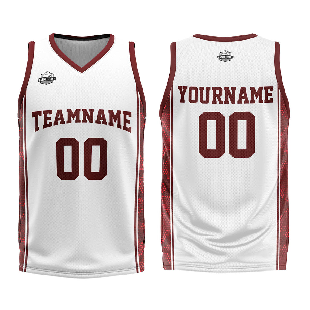 Custom White Dark Red Basketball Jersey Uniform Suit Printed Your Logo Name Number enthsush