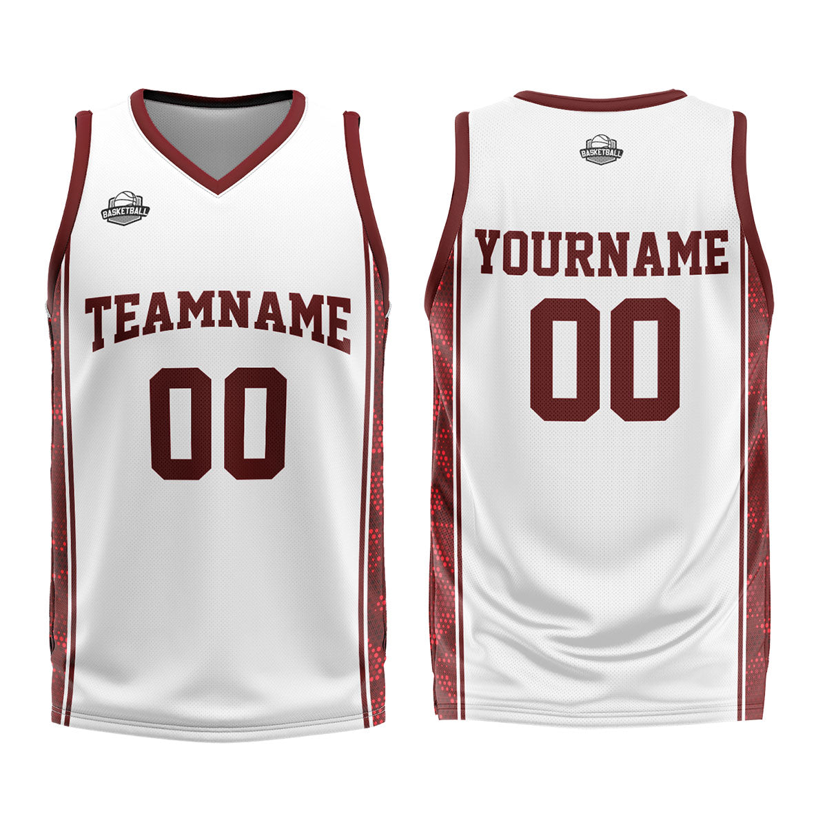 Custom White Dark Red Basketball Jersey Uniform Suit Printed Your Logo Name Number enthsush