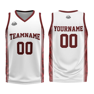Custom White Dark Red Basketball Jersey Uniform Suit Printed Your Logo Name Number enthsush