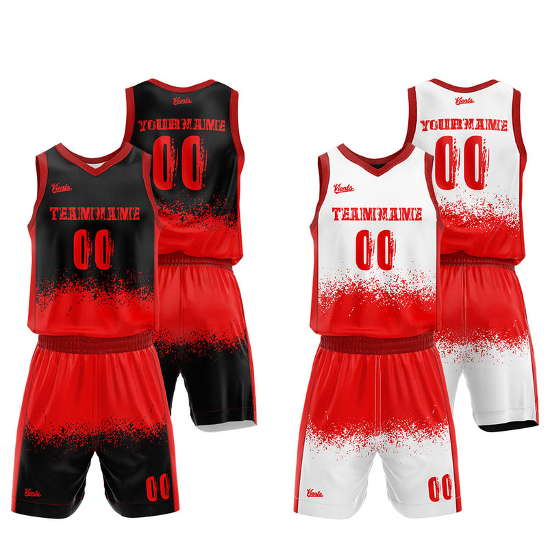 Custom Basketball Jersey Uniform Suit Printed Your Logo Name Number Red-Black