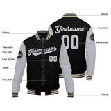 Custom Varsity Jacket Letterman jacket for Men, Women and Youth Grey Black Cream