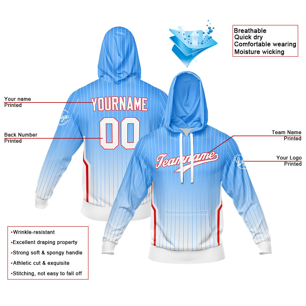 Custom Light Blue Sweatshirt Hoodie For Men Women Girl Boy Print Your Logo Name Number enthsush
