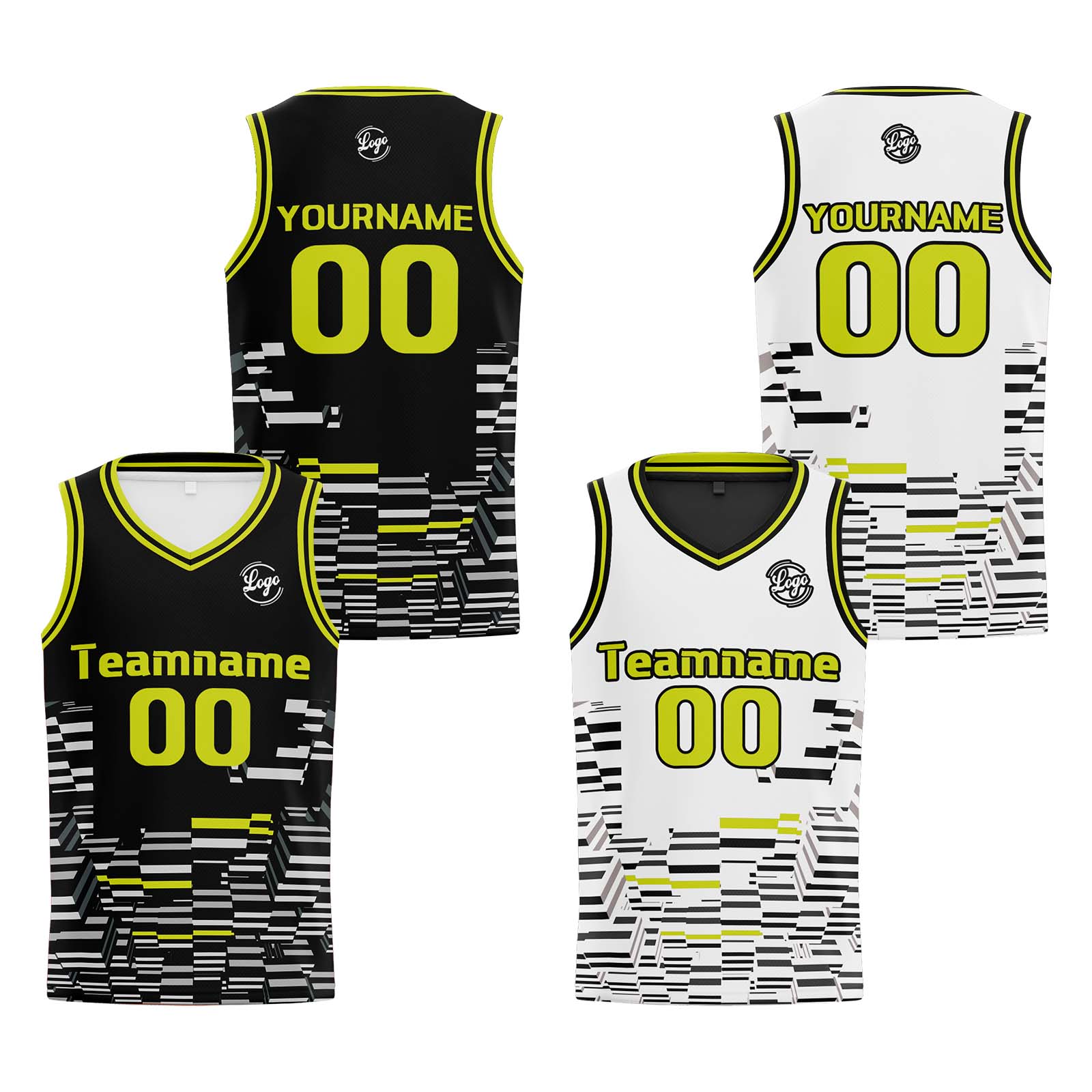 Custom Black Lime Green Reversible Basketball Suit for Adults and Kids Personalized Jersey enthsush