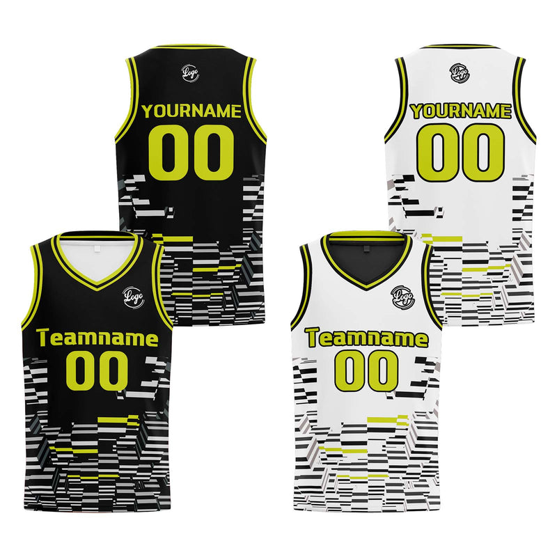 Custom Black Lime Green Reversible Basketball Suit for Adults and Kids Personalized Jersey