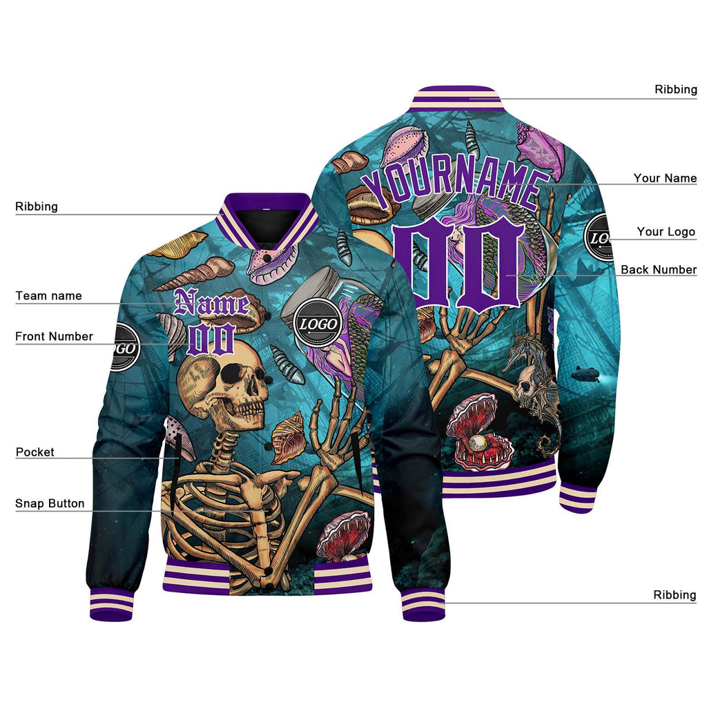 Custom Varsity Jacket Letterman jacket for Men, Women and Youth Aqua enthsush