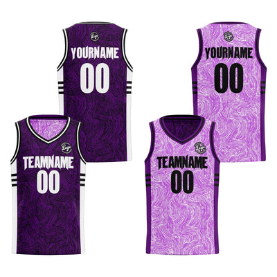 Custom Black Purple Reversible Basketball Suit for Adults and Kids Personalized Jersey enthsush