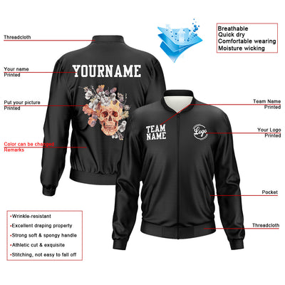 Custom Long Sleeve Windbreaker Jackets Uniform Printed Your Logo Name Number Black enthsush