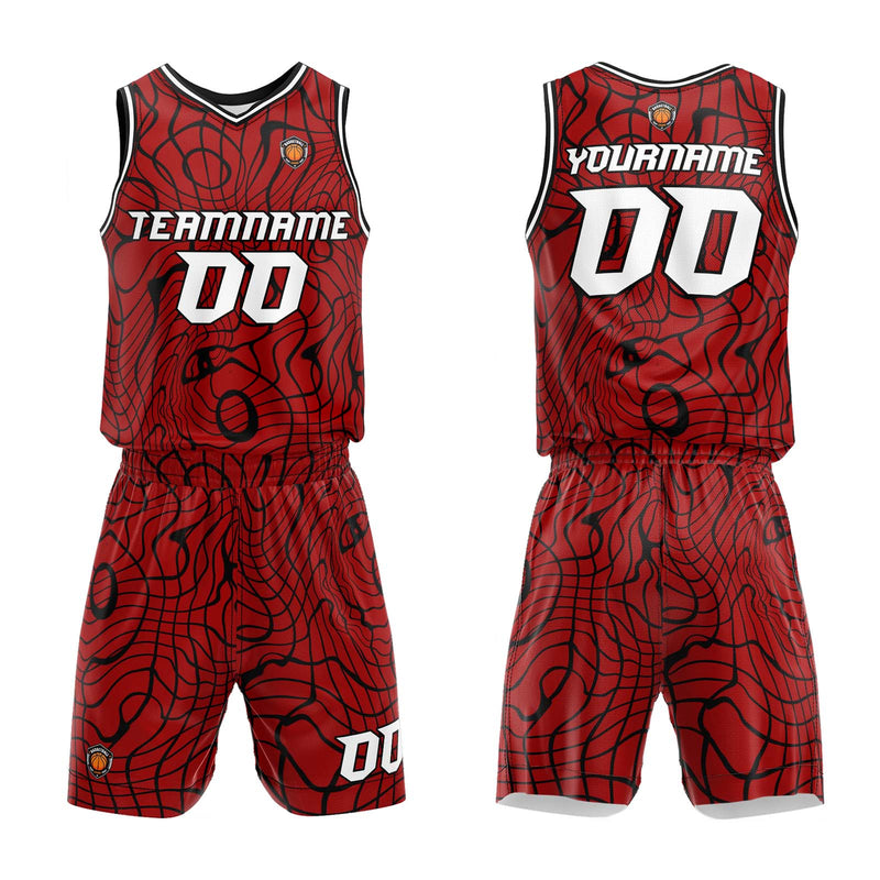 Custom Red Basketball Jersey Uniform Suit Printed Your Logo Name Number