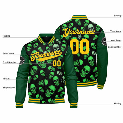 Custom Varsity Jacket Letterman jacket for Men, Women and Youth Green enthsush