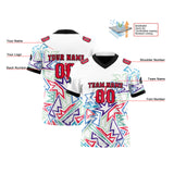 Custom White Red Reversible Football Jersey Personalized Gradient Football Shirts for Men Printed Team Name Number Logo