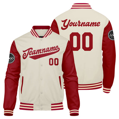Custom Varsity Jacket Letterman jacket for Men, Women and Youth Red Cream enthsush