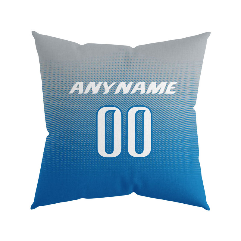 Custom Football Throw Pillow for Men Women Boy Gift Printed Your Personalized Name Number Blue&Gray&White