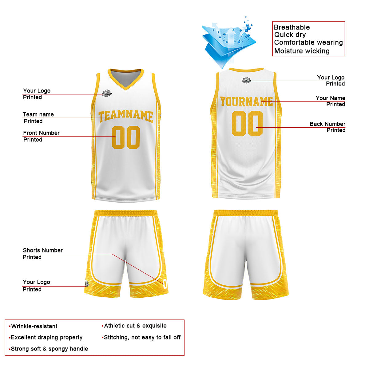 Custom White Orange Reversible Basketball Suit for Adults and Kids Personalized Jersey enthsush