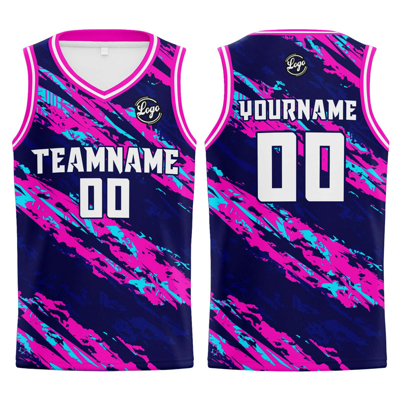 Custom Navy Pink Basketball Jersey Uniform Suit Printed Your Logo Name Number