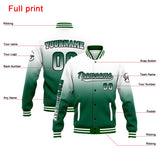 Custom Gradient Varsity Jacket Letterman jacket for Men, Women and Youth White&Green